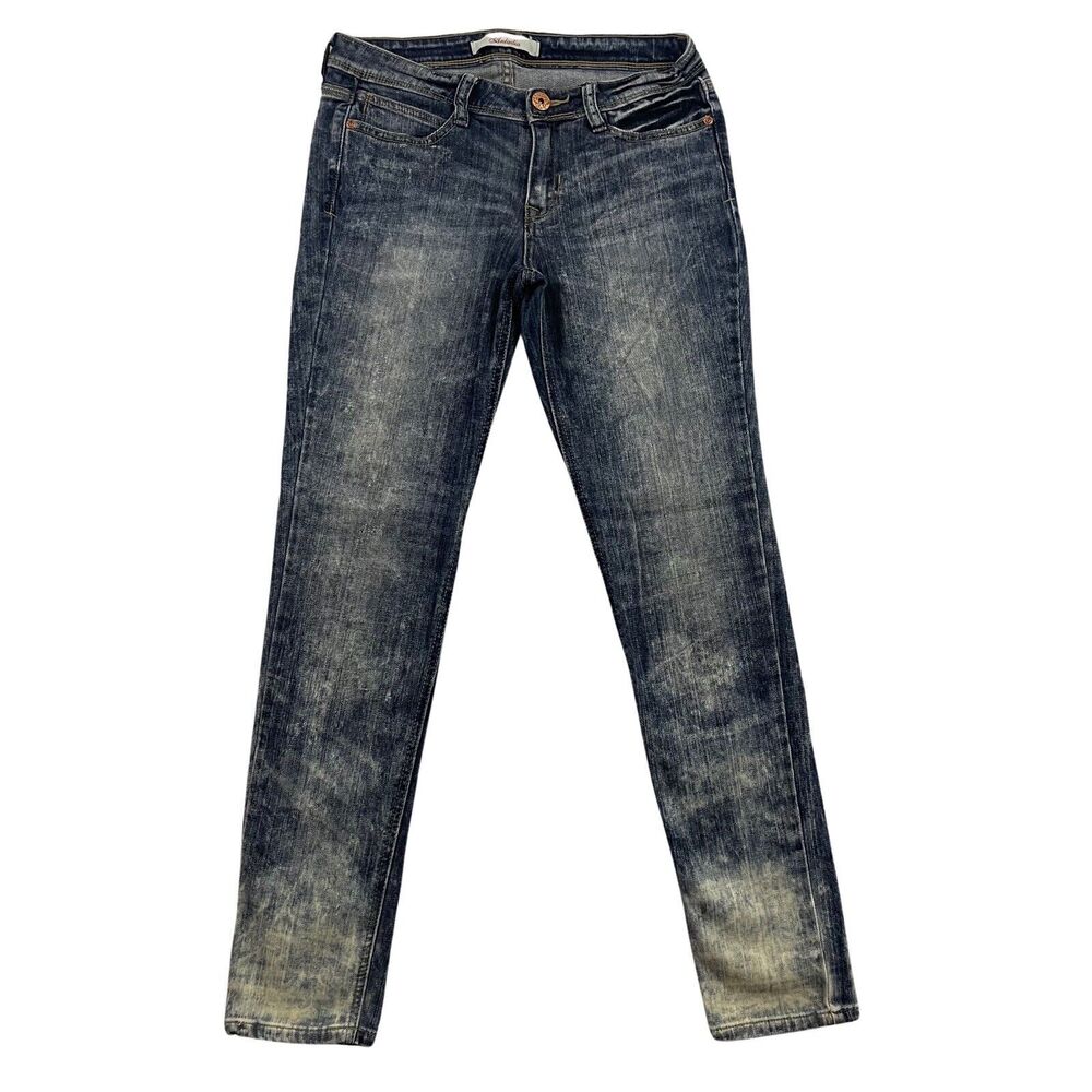 Anladia Jeans Womens Size 29 Blue Embroidered Skinny Fit Stretch Acid Wash Denim